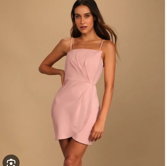 Lulus Drinks On Me Pastel Pink Spaghetti Strap Mini Dress S - Picture 1 of 10